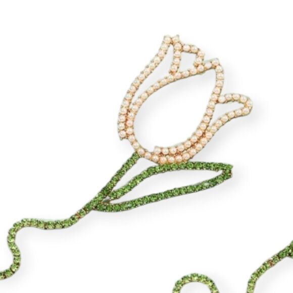 New ZARA pink tulip crystal drop earrings - Picture 9 of 12